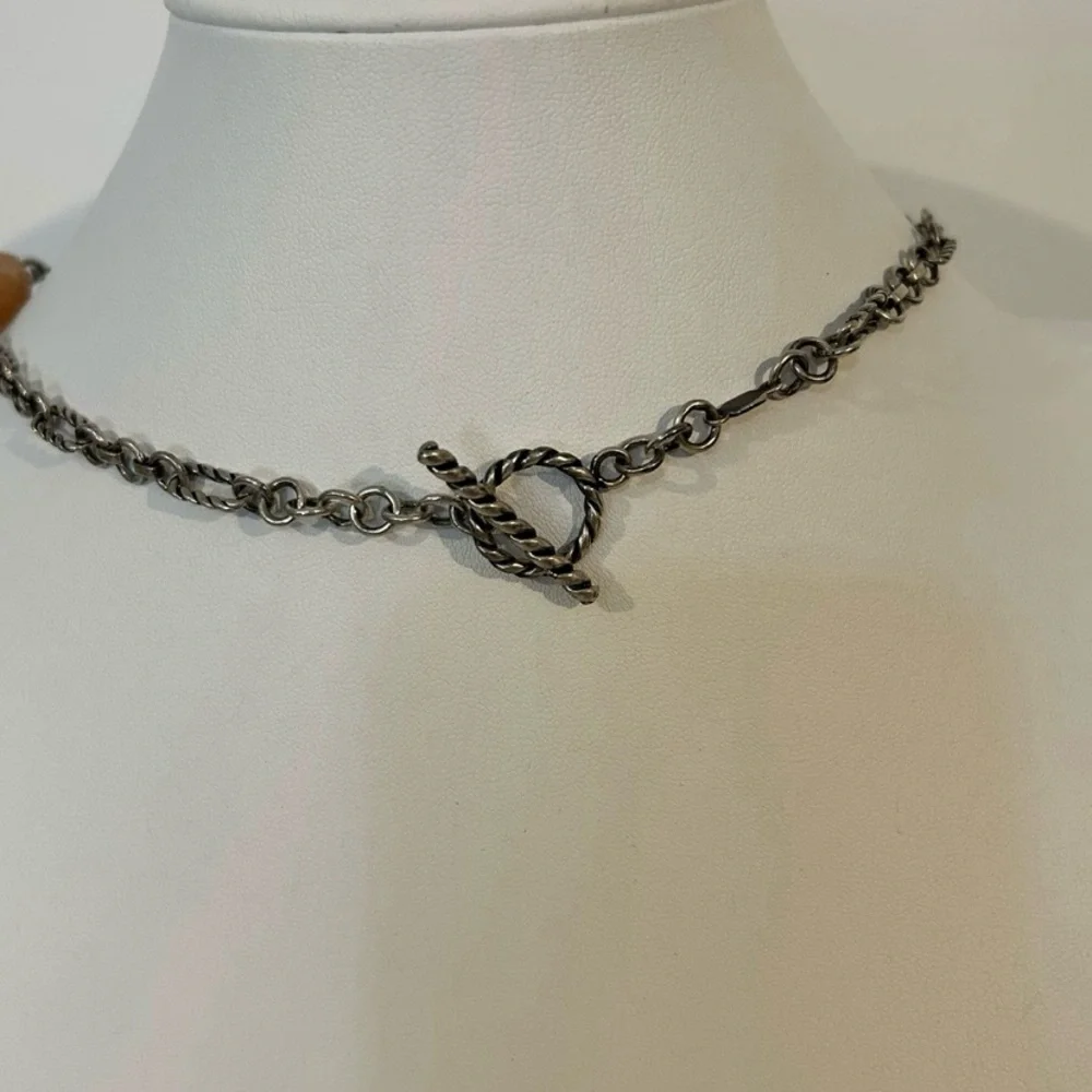 Vintage Sterling Silver‎ Aventurine Necklace 24